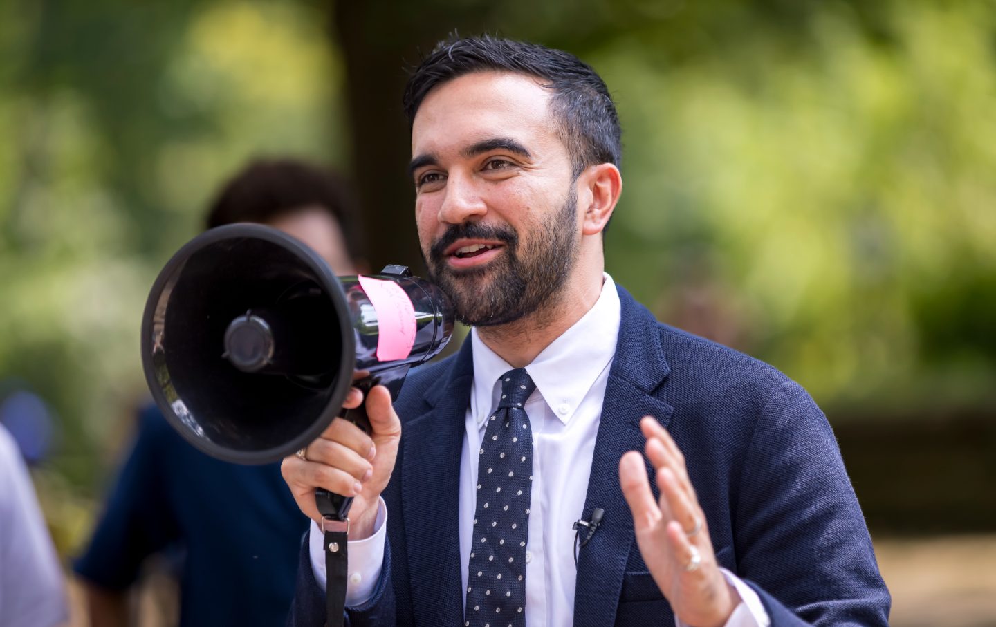 Zohran Mamdani attends a campaign canvass relaunch event in Prospect Park, Brooklyn.