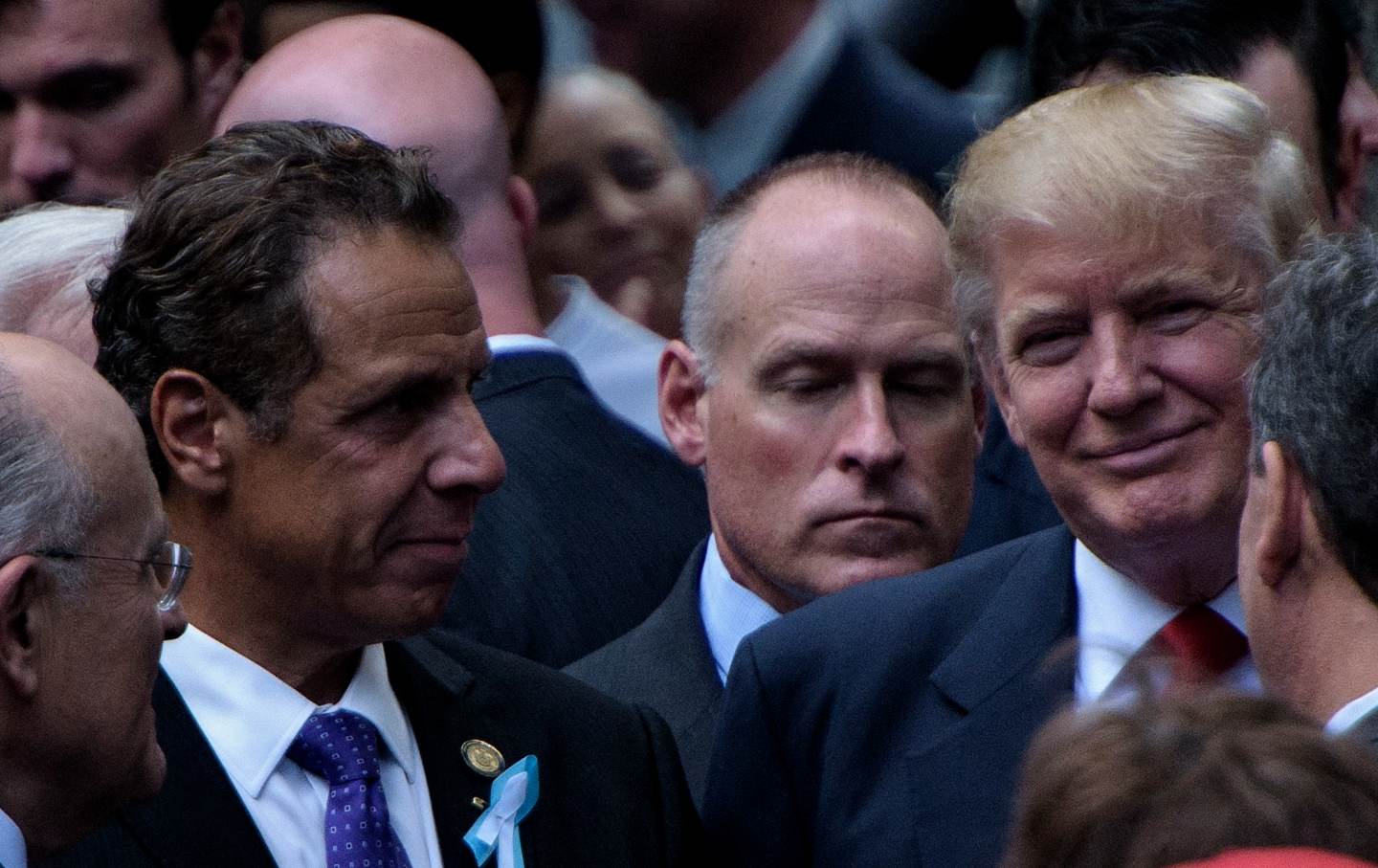 Andrew Cuomo and Donald Trump at the 9/11 Memorial on September 11, 2016.