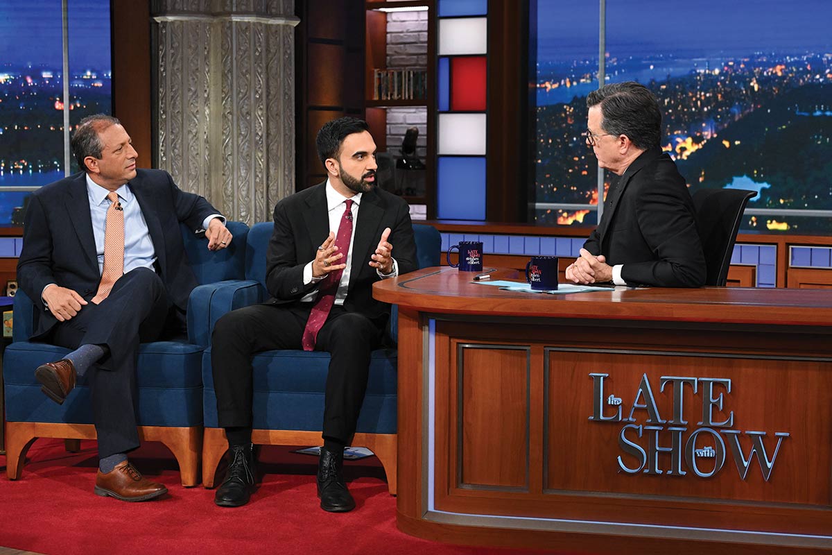 New York City Comptroller Brad Lander (L) and Mamdani on The Late Show with Stephen Colbert.